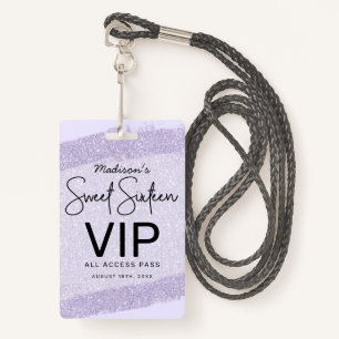 Badge Lavender Brush Parties scintillant Sweet 16 Invita