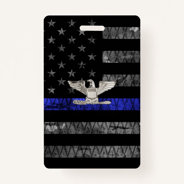 Badge Le colonel Thin Blue Line Distresse (Devant)