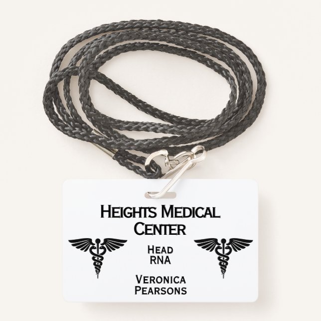 Badge Le double Médicale d'identification des employés a (Devant avec lanière)