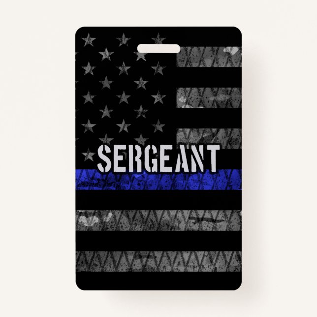 Badge Le sergent Thin Blue Line Distresse (Devant)