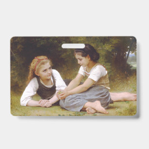 Badge Les Noisettes : Jeunes Filles Cueillant des Noiset