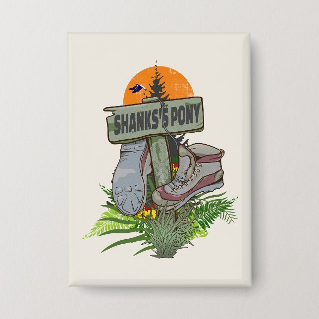 Badge Les vieilles bottes de randonnée de poney de Shank (Recto)