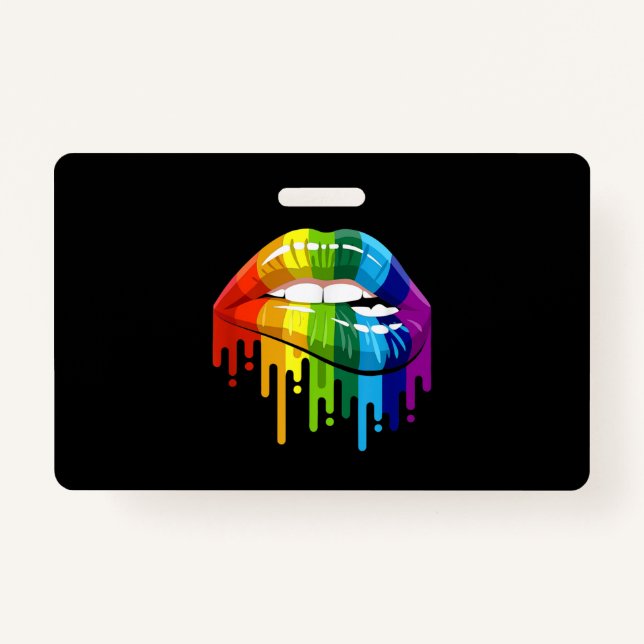 Badge LGBT Rainbow Lip Gay pride (Devant)