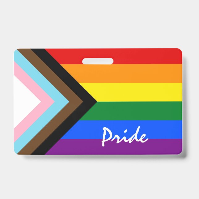 Badge LGBTQ & Pride - drapeau de progression arc-en-ciel (Avant)