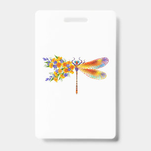 Badge Libellule Fleur Jaune