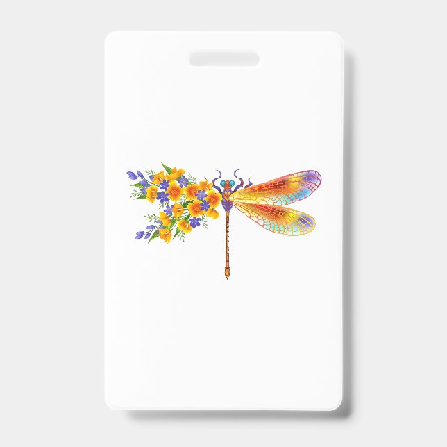Badge Libellule Fleur Jaune (Avant)