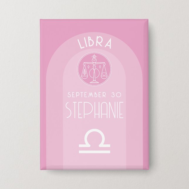 Badge Libra Custom Birthdate - Zodiac - Design moderne (Recto)