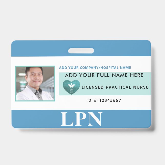 Badge Licence LPN horizontale Infirmière pratique, ID ph (Avant)