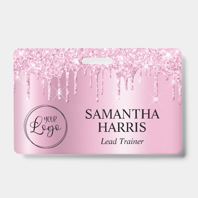 Badge Light Pink Glitter Drips Shimmer (Face)