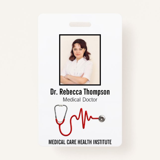 Badge Ligne EKG de la vague EKG de Stethoscope Médicale  (Devant)