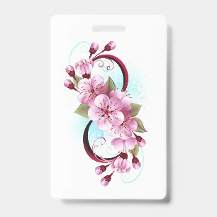 Badge L'infini avec fleurs de cerisier