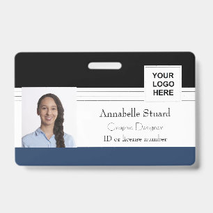 Badge Linked Blue Black Nom de l'entreprise Photo Employ