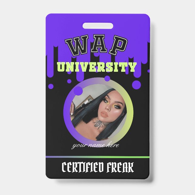 Badge Liquide d'identification WAP en violet et vert per (Face)