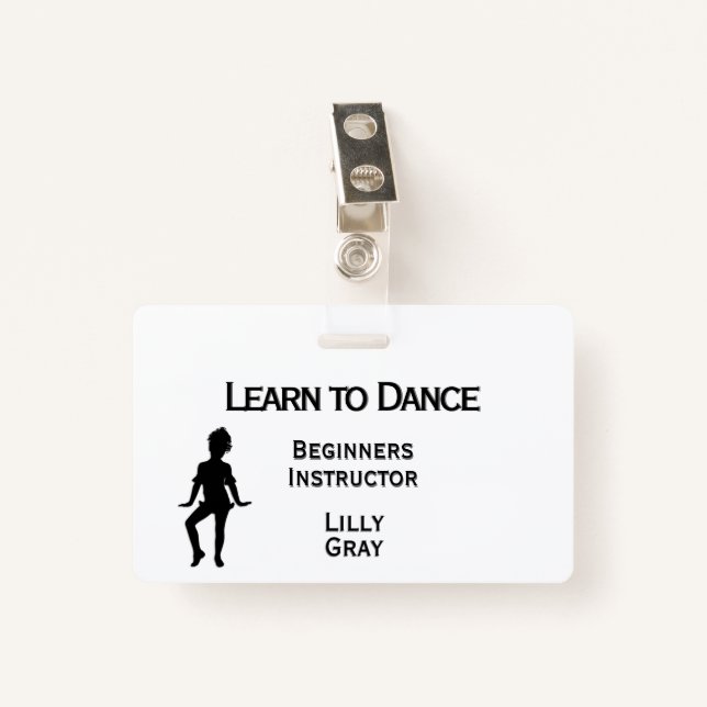Badge Little Dancer Texte personnalisé 3 zones double cô (Devant avec clip)