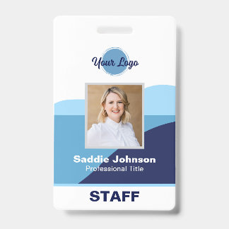 Badge Logo Bleu et Blanc Moderne Nom de l'Employé