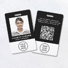 Logo Code QR Carte d'identité employé Noir