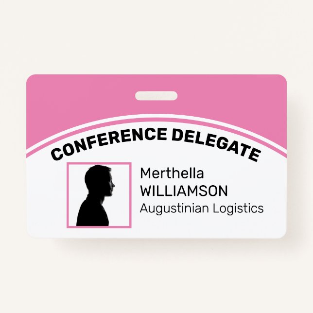 Badge Logo customisé ID photo Délégué PINK (Devant)