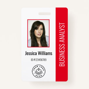 Badge Logo de base de l'entreprise Photo Rouge ID employ