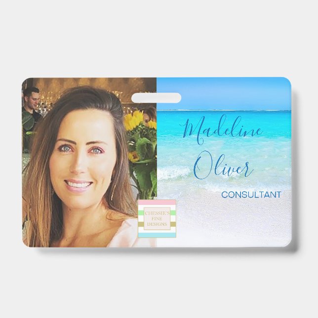 Badge Logo de carte d'identité océan plage mer  (Avant)