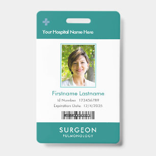 Badge Logo de docteur personnalisé Code-barres Nom