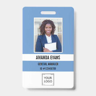 Badge Logo de l'employé de la photo bleu clair ou code d