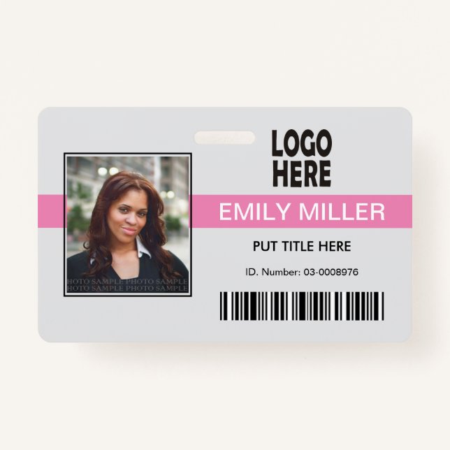 Badge Logo de l'employé de l'entreprise, modèle photo ro (Devant)