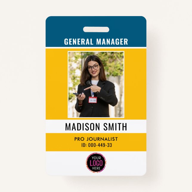 Badge Logo de l'employé photo ou sécurité QR CODE (Devant)