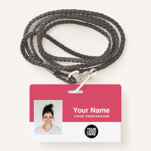 Badge Logo de l'employé rose personnalisée - Fille - Nom