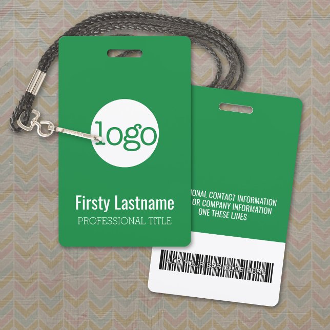 Badge Logo de l'entreprise avec code barre de prénoms et (Logo Name Badge with Optional Lanyard)