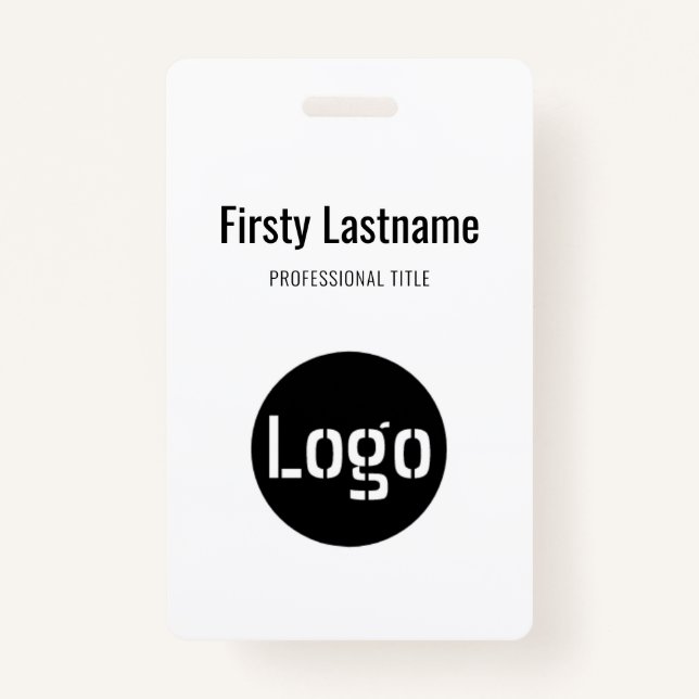 Badge Logo de l'entreprise avec prénom et nom Code barre (Devant)