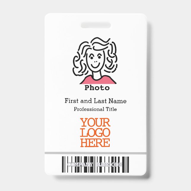 Badge Logo de l'entreprise Code-barres Photo de l'employ (Avant)