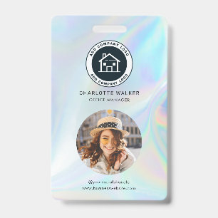 Badge Logo de l'entreprise Code QR Code employé Holograp