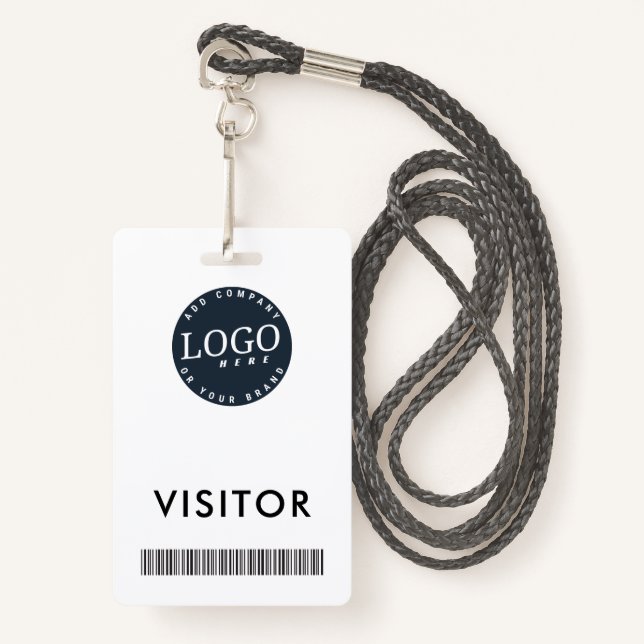 Badge Logo de l'entreprise et code à barres - ID du visi (Devant avec lanière)