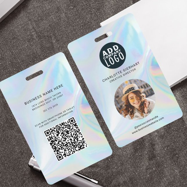 Badge Logo de l'entreprise holographique Code QR Code Co (Créateur téléchargé)