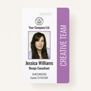 Badge Logo de l'entreprise moderne Photo Purple ID emplo