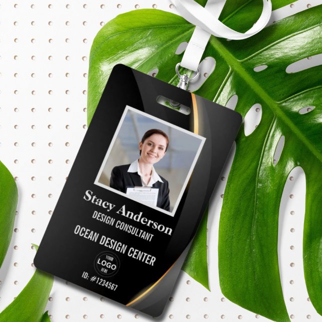 Badge Logo de l'entreprise Nom de l'employé Code photo (Corporate Company Logo Employee Name Photo ID Badge)