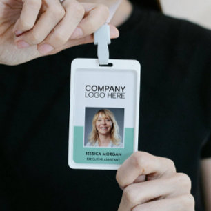 BADGE LOGO DE L'ENTREPRISE PHOTO D'EMPLOYÉ FEU VERT TEAL
