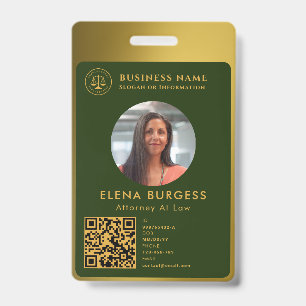 Badge Logo de l'ID d'entreprise   Avocat Vert foncé Or