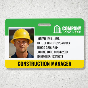 Badge Logo de l'ID du site de construction Code à barres