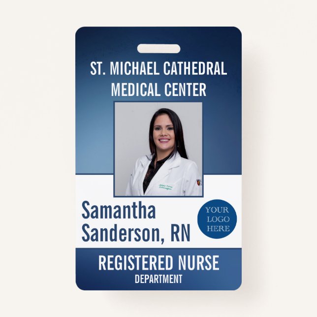 Badge Logo de l'ID Médicale chirurgical bleu Employé (Devant)