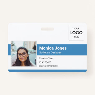 Badge Logo de l'ID photo de l'employé bleu