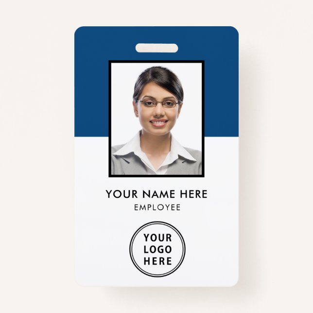 Badge Logo de l'ID photo de l'employé bleu (Devant)