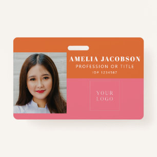 Badge Logo de l'ID photo employé rose rose mignon