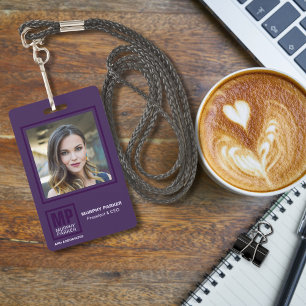 Badge Logo de monogramme carré violet sophistiqué Photo 
