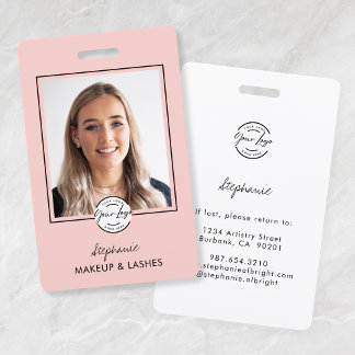 Badge Logo de photo de maquillage en écriture rose blush