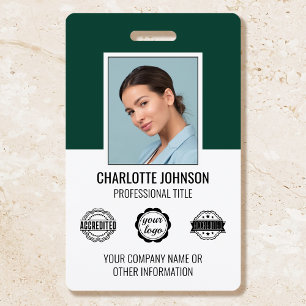 Badge Logo de société de photo d'employé moderne personn