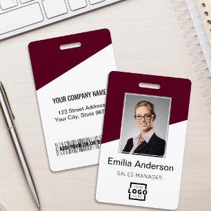 Badge Logo de société personnalisé Photo de l'employé Bo