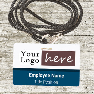 Badge Logo de style horizontal Nom de l'employé Bleu