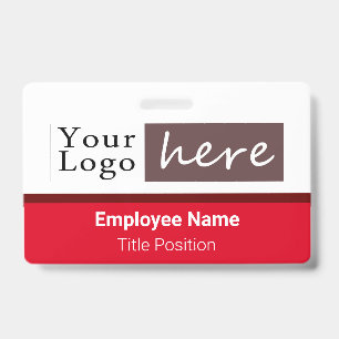 Badge Logo de style horizontal Nom de l'employé Rouge