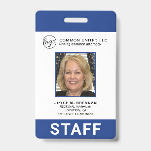 Badge Logo d'entreprise bleu personnalisé - ID photo emp